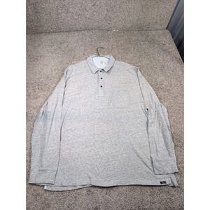 Faherty Brand Mens Long Sleeve‎ Polo Shirt Heather Grey Organic Cotton XXL